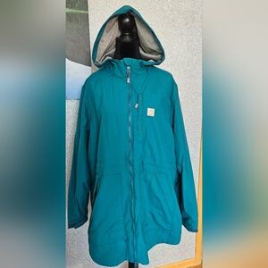 Like New - Carhartt Teal Spruce Green Rain Wind Defender Hooded Jacket XL 16-18